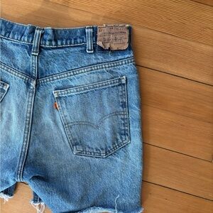 1979 vintage Levi’s 517 blue cut off shorts mid thigh